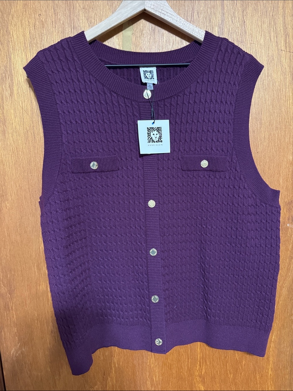 Anne Klein Purple Sleeveless Cardigan